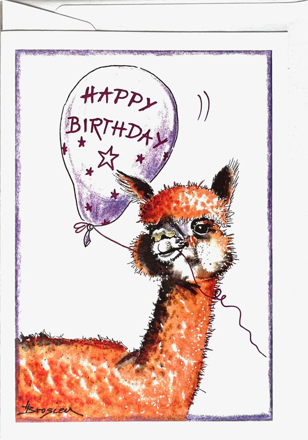 Happy Birthday - Alpaka Grußkarte von Heidemarie Brosien