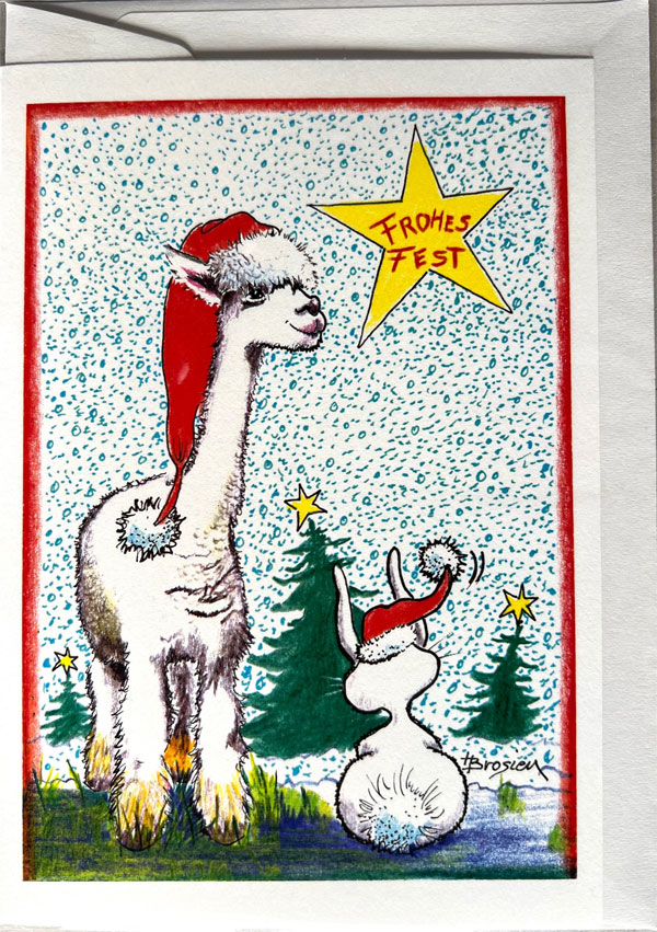 Frohes Fest - Alpaka Grußkarte von Heidemarie Brosien