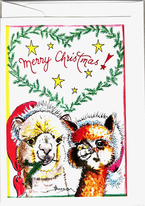 Merry Christmas - Alpaka Grußkarte von Heidemarie Brosien